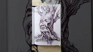 Sketching an old fantasy tree in my Traveler's Notebook