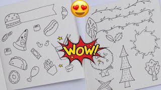 How To Draw Junk Food🥮🍩||How To Draw Floral🌸🌺 Designs||Sketching Simple Flower Designs On Paper||Diy