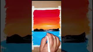 full sunrise morning acrylic painting technique | acrylic of Sunrise Morning sky Ocean