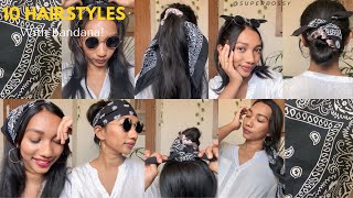 10 hairstyle with bandana | cute & quick hairstyle | Super Bossy #hairstyle #fashion