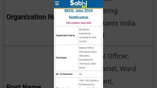 BECIL Jobs Notification 2024: Apply Online for 54 Medical Officer, Pharmacist