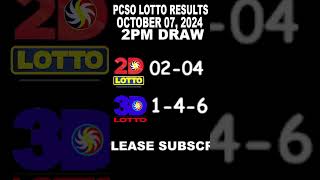 LOTTO RESULTS TODAY 2PM DRAW OCTOBER 07, 2024 #shorts