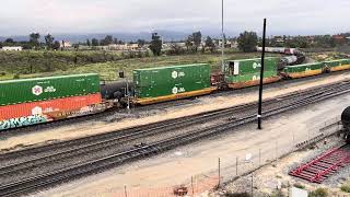 UP 5821 Leads Westbound Intermodal Train Passes Through West Colton Yard