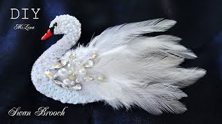 БРОШЬ ЛЕБЕДЬ, МК / DIY SWAN BROOCH