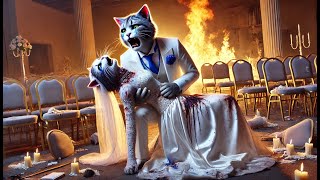 Big Fire at Cat couple's Wedding. | Sad AI Cat Story 2024