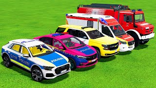 DACIA, CHEVROLET, AUDI POPLICE CARS and MERCEDES, FORD AMBULANCE EMERGENCY TRANSPORT ! FS22