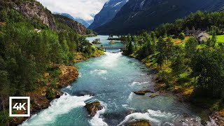 Relaxing River and Waterfalls - Ambient Drone Film 4K