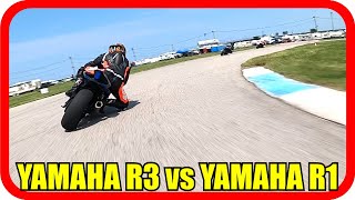 Yamaha R3 Chases Yamaha R1