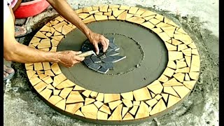 How to make a round table made of cement and ceramic tiles # 52