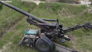 Ukrainian troops fire British Made Howitzers at Russian targets