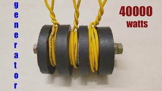 New... how to make free energy 220v AC 40000W powerful electricity generator turns iron bolt copper