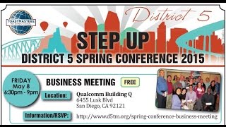 District 5 Toastmaster 2015 Spring Conference