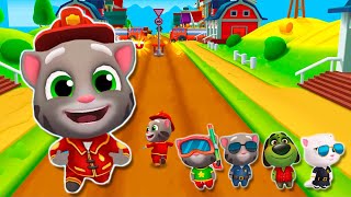 Talking Tom Gold Run Fireman Tom in the Ginger's Farm vs Wild West World – Full Screen Gameplay