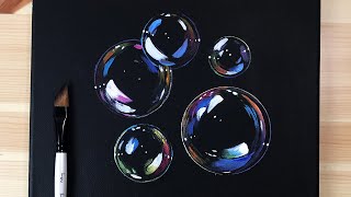 How to Paint Bubbles | Acrylic Painting for Beginners | Daily Challenge Painting