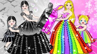 Building Cutest Miniature Houses - Rainbow vs Black Mom & Baby Dress Up & Decor | Woa Doll Spanish