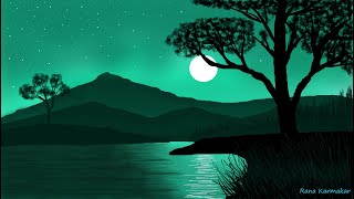 How to Draw Paint 3D || Drawing in paint 3D || Scenery drawing || Night Landscape 2