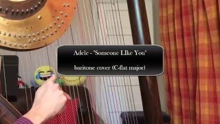 Adele - Someone Like You - male cover (baritone - B major) - harp + voice