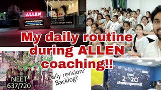 My daily routine during offline ALLEN coaching||Schedule||Daily revision #neet #allenkota