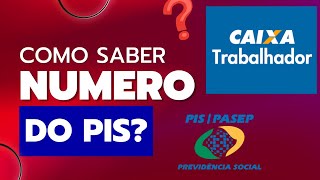 COMO SABER O NUMERO DO PIS