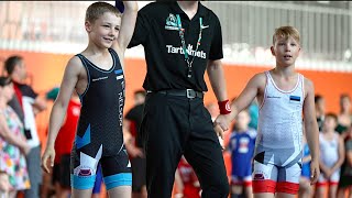 U11 Arle Antson (EST) vs Jasper Jaan Põldnurk (EST) 42kg. Greco-roman boys youth wrestling.