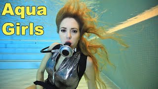 Beautiful No Mask Scuba Diving Girl