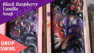 Making and Cutting Black Raspberry Vanilla Cold Process Soap - Drop Swirl