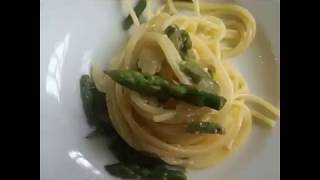 Spaghetti alla carbonara con gli asparagi