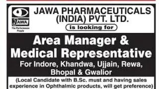 jawa pharmaceuticals area manager and medical representative job bhopal indore ujjain rewa jobpharma