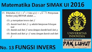 #SIMAKUI Pembahasan Soal SIMAK UI 2016 Matematika Dasar No 13 Fungsi Komposisi dan Fungsi Invers