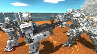 Mecha Godzilla 2021 VS Gundam RX-78 - Fight Size Comparison | Animal Revolt Battle Simulator