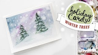 HOLIDAY CARD #4: Winter Tree Landscape Watercolour Tutorial (Wet on Wet)