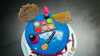 #Birthday cake ideas For makeup lovers / #makeup birthday cake for girls# makeup kit fondant Cake