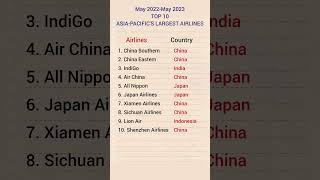 Top 10 Asia Pacific's Largest Airlines #airlines #shorts