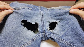 A genius idea to fix a hole on jeans between the legs in a way that will surprise you