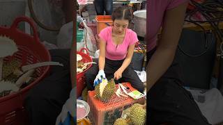 Beautiful Girl Selling The Sweetest Durian Fruit in Thailand