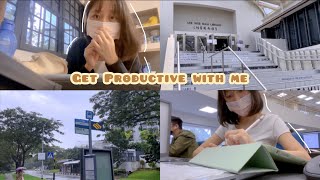 Study Vlog ☁️ get productive with me, study in library, face to face class in NTU, supper [UNI VLOG]