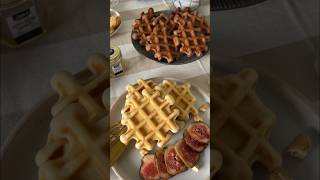 Breakfast with homemade waffles 🧇 #food #waffles #wafflesrecipe #breakfast #breakfastideas