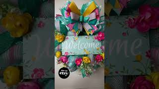 Welcome Spring Deco Mesh Wreath