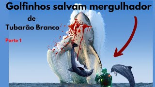 Golfinhos salvam mergulhador de Tubarão Branco parte 1 2022.# Shorts