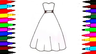 How To Draw a Cute And Easy Dress 💃 | Easy drawing for Kids | #coloring #dress #dressdrawing