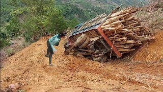 The highland girl works as a truck driver climbing hills and crossing forest roads