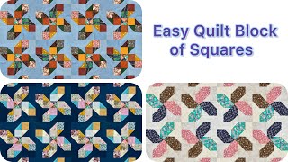 Easy Quilt Blocks of Squares. For Beginners. Upcycling of Fabric Scraps