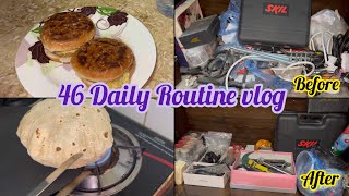 Home Made Bun Kabab | Cleaning Time | Perfect Gol Roti 🫓 | Daily Routine vlog