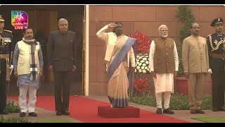 President Droupadi Murmu departs from Parliament House after the President's Address