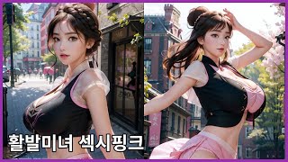 [4K] AI 룩북 Lookbook 활발 미녀 핑크 섹시