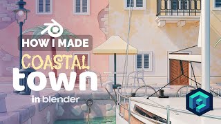 Coastal Town Scene in Blender - 3D Modeling Process | Polygon Runway