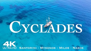 [4K] CYCLADES 🇬🇷 Κυκλάδες 2024 | 2½ HOUR Drone Aerial of Santorini Mykonos Milos & Naxos | Greece