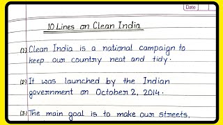 10 Lines on Clean India / Essay on Clean India/ 10 Lines Essay on Clean India