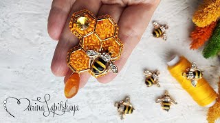 🍯 Как сделать брошь "Соты" из бисера (мастер-класс)