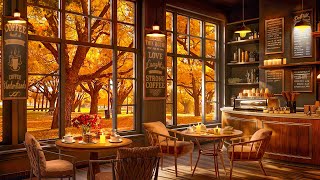 Cozy Fall Coffee Shop Ambience ~ Smooth Piano Jazz Music ☕ Relaxing Jazz Instrumental to Work, Study